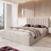 Meubella - Tweepersoonsbed Chief - Beige - Velvet - 160x200 cm