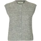 Selected Gebreide bodywarmer 'SLFLULU' grijs gemêleerd