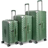 Carryon Trunk Kofferset – 3-delig – Harde Trolley – TSA-slot – 4 Wielen – Met Expander – Groen