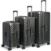 Carryon Trunk Kofferset – 3-delig – Harde Trolley – TSA-slot – 4 Wielen – Met Expander – Zwart