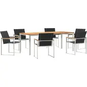 vidaXL Tuin Eettafel Set 7 st Massief acaciahout en roestvrij staal