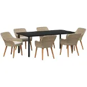 vidaXL Tuinset, 7-delig, beige, polyrotan