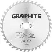 Graphite Circelzaagblad voor Hout 250mm, Asgat 30mm, Tanden 40, Dikte 3,2, Vulringen 16/20/25, TCT