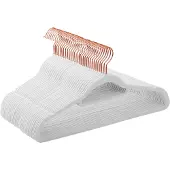 Songmics Fluwelen hanger met roségouden draaibare haak, Wit