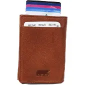 Bear design Andrew - Leren 8cc pasjeshouder - Creditcardmapje voor 8 pasjes - Anti Skim - Cognac