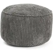 DS Produkte zitzak poef van corduroy | Compacte 50L gaming poef met 3-in-1-functie: comfortabele kruk, handig tafeltje en stijlvolle voetenbank voor binnenshuis | Ø 25 x 45 cm - Grijs