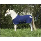 QHP Fleecedeken Ornament Falabella Donkerblauw-zilver - 60/90
