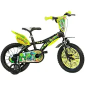 Dino Bikes Kinderfiets 14 inch dinosaurus - Kinderfiets Zijwieltjes - Jongensfiets - Zwart