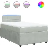 vidaXL Boxspring met matras fluweel lichtgrijs 120x200 cm