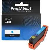 PrintAbout Inktcartridge 24XL (C13T24324012) Cyaan Hoge capaciteit geschikt voor Epson