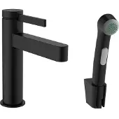 Hansgrohe finoris eengreeps wastafelmengkraan 110 met bidet handdouche en doucheslang 160 cm, mat zwart