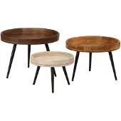 vidaXL Salontafels 3 st rond massief mangohout