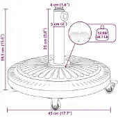 vidaXL Parasolvoet 15.6 kg Zwart IJzer Cirkelvormig