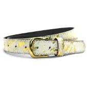 Take It Leren Riem 3 cm Koe Wit Goud