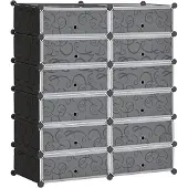 HOMCOM - DIY Schoenenkast - Kunststof - Staal - Zwart