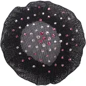 QHP haarnet / knotnet Rhinestone Zwart - Roze