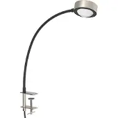 LIGHTME Klemlamp Powerlens Flex, alu / grijs / zink, Werkkamer / Kantoor, metaal, Modern, Klemlamp
