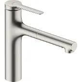 Hansgrohe Zesis M33 ééngreeps keukenkraan 160 met metalen uittrekbare vuistdouche, 2jet, rvs look
