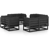 vidaXL 8-delige Loungeset met kussens massief grenenhout