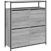 vidaXL Schoenenkast met 4 klaplades 100x34x112 cm grijs sonoma eiken