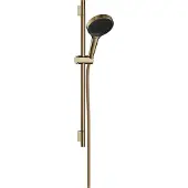 Hansgrohe Rainfinity doucheset 130 3jet EcoSmart met glijstang S Puro 65 cm, push-schuifstuk en Designflex textiel doucheslang 160 cm, Polished Gold Optic