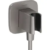 Hansgrohe fixfit q muuraansluitbocht met handdouchehouder, brushed black chrome