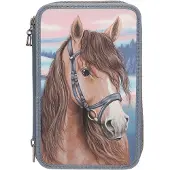 Miss Melody - Triple Pencil Case with 3D Effect - smoky blue