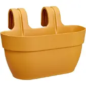 Elho Vibia Campana Easy Hanger M 36 - Balkonbak met Ophanghaken - 100% Gerecycled Plastic - Ø 36.0 x H 26.5 cm - Honinggeel