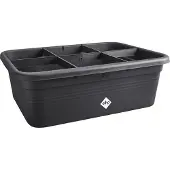 Elho Green Basics Grow Garden l - Grote Kweekbak - Moestuinbak met vakverdelers - 100% Gerecycled Plastic - 76.3 x 57.4 x 26.8 cm - Living black