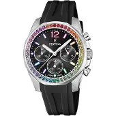 Festina Chronograaf Boyfriend Collection Horloge, quartz, dameshorloge, stopwatchfunctie, regenboog