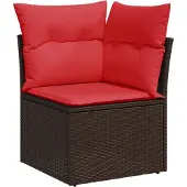 vidaXL Tuinhoekbank met kussens poly rattan bruin