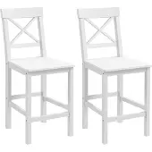 HOMCOM -Barkruk-Dennenhout-41x46x97,5cm-Wit