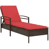 vidaXL | Ligstoel | met kussen Bruin 63 x 200 x 81 cm poly rattan