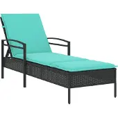 vidaXL | Ligstoel | met kussen Zwart 63 x 200 x 81 cm poly rattan