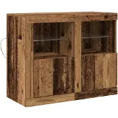 vidaXL LED Dressoir 2 st 41 x 37 x 67 cm Bewerkt hout Oudhout