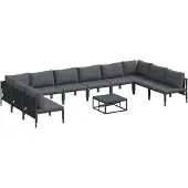 vidaXL Tuinbank Set 11 st Zwart Staal