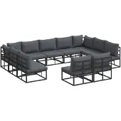 vidaXL Tuinbank Set 11 st Zwart Aluminium