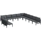vidaXL Tuinbank Set 11 st Zwart Staal