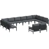 vidaXL Tuinbank Set 12 st Zwart Staal