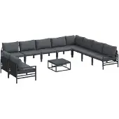 vidaXL Tuinbank Set 11 st Zwart Staal