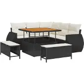vidaXL Tuinbank Set 8 st 7-Aantal zitplaatsen Zwart en Crème