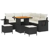 vidaXL Tuinset met tuinbank, 8 stuks, zwart, polyrotan