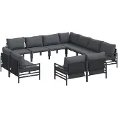 vidaXL Tuinbank Set 11 st Zwart Staal