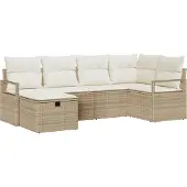 vidaXL Bankstel 6 st 6-Aantal zitplaatsen Beige en Crème poly rattan