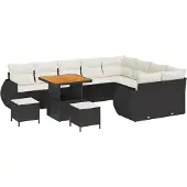 vidaXL Tuinbank Set 12 st 12-Aantal zitplaatsen Zwart en Crème