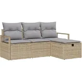 vidaXL Bankstel 4 st 4-Aantal zitplaatsen Beige en Lichtgrijs