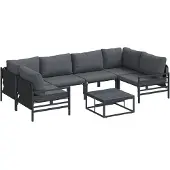 vidaXL Tuinbank Set 7 st Zwart Staal