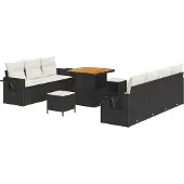 vidaXL Tuinbank Set 10 st 7-Aantal zitplaatsen Zwart en Crème