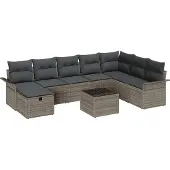 vidaXL Tuinset met 9 delen, gemaakt van polyrotan