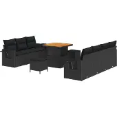 vidaXL Tuinbank Set 10 st 7-Aantal zitplaatsen Zwart poly rattan
